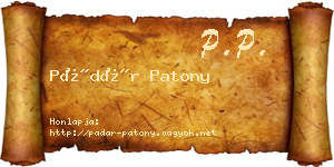 Pádár Patony névjegykártya